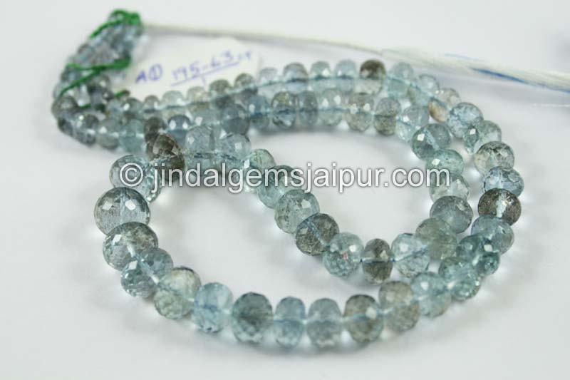 Golden Moss Aquamarine Faceted Roundelle Beads